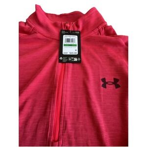 Under‎ Armour Men's Large L Red UA Tech Textured 1/2 Zip Top Pullover Activewear